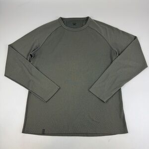 QÔR Mens Size M Wool Blend Long Sleeve Crew Neck Thermal Waffle Shirt Gray
